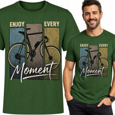 Koszulka męska z rowerem szosowym „Enjoy Every Moment” - retro