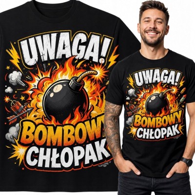 Koszulka męska z komiksową bombą „Bombowy chłopak” - śmieszny nadruk