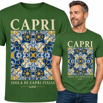Koszulka męska „Capri” - włoski ornament w marynistycznym stylu