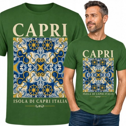 Koszulka męska „Capri” - włoski ornament w marynistycznym stylu