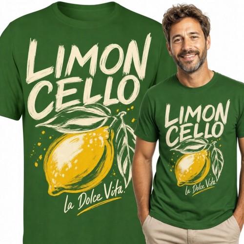 Koszulka męska z cytryną „Limon Cello” - włoski styl retro