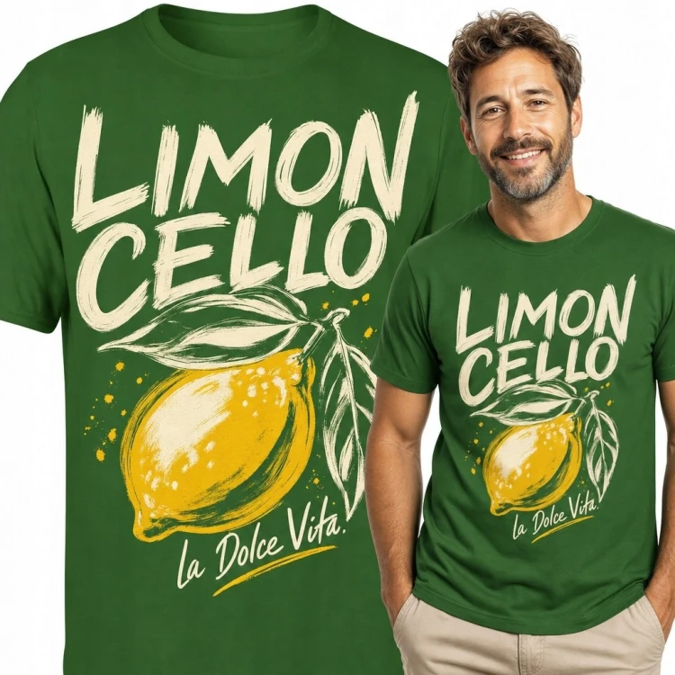 Koszulka męska z cytryną „Limon Cello” - włoski styl retro