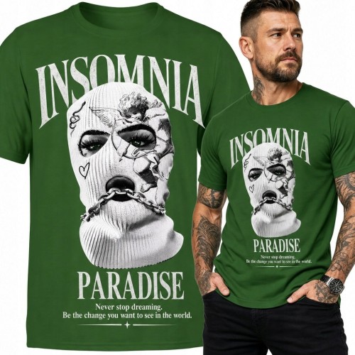 Koszulka męska z portretem „Insomnia Paradise” - mroczny streetwear