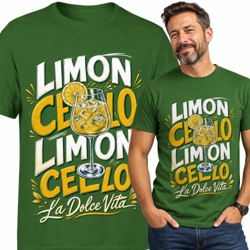 Koszulka męska z limoncello „Limon Cello” - włoski motyw retro