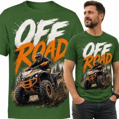 Koszulka męska z quadem i napisem „Off Road” - dla fanów jazdy terenowej