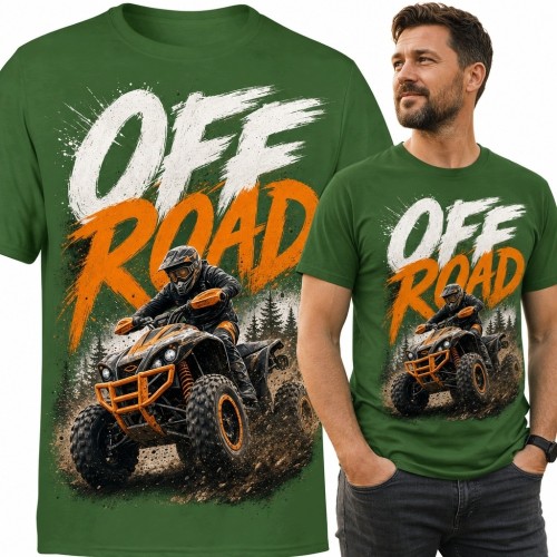 Koszulka męska z quadem i napisem „Off Road” - dla fanów jazdy terenowej