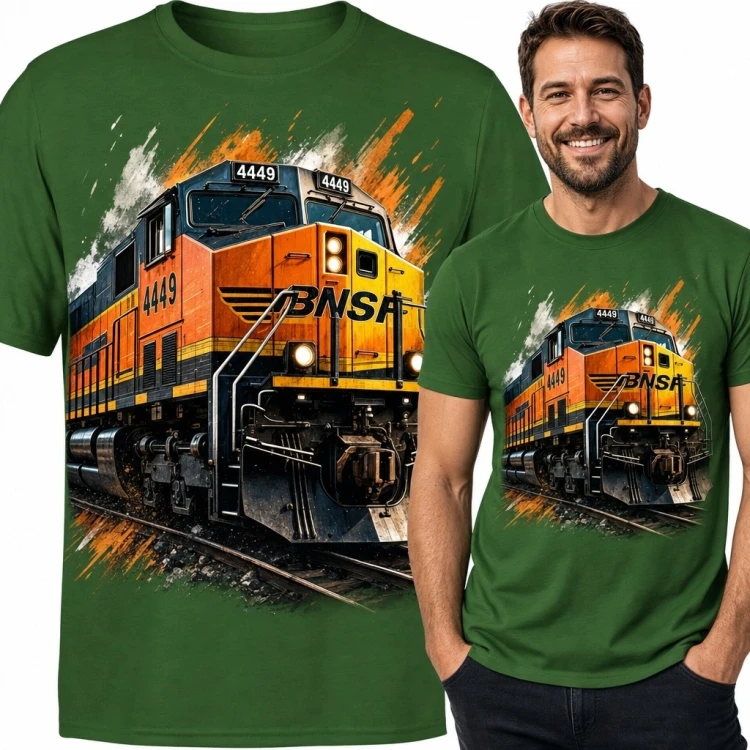 Koszulka męska z lokomotywą „BNSF 4449” - kolejowy nadruk