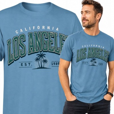Koszulka męska z palmami „Los Angeles” - kalifornijski styl vintage