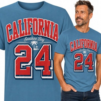 Koszulka męska „California” z numerem 24 - styl college retro