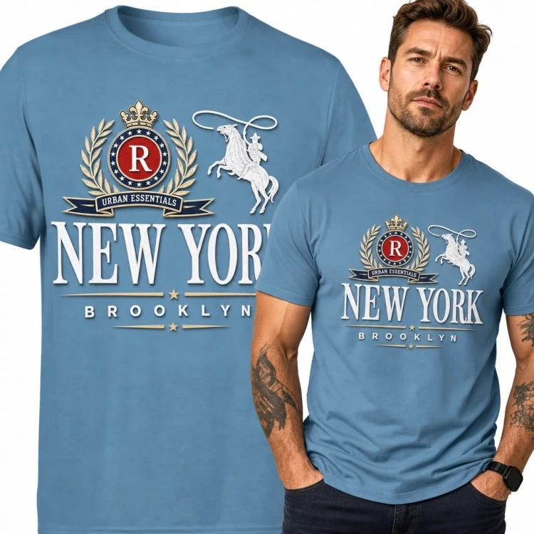 Koszulka męska „New York” i „Brooklyn” - herb z jeźdźcem polo