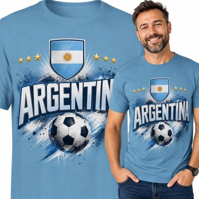 Koszulka męska kibica Argentyny „Argentina” - piłka nożna i barwy narodowe
