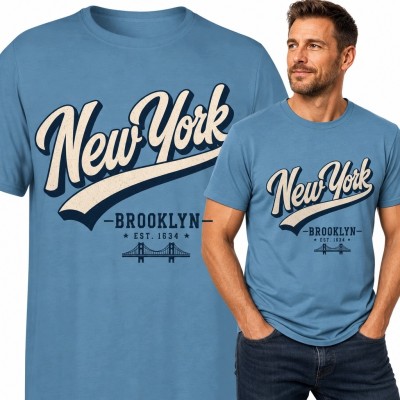 Koszulka męska z motywem Nowego Jorku „New York” - Brooklyn i most