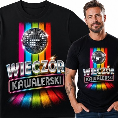Koszulka męska „Wieczór kawalerski” - kula dyskotekowa retro disco