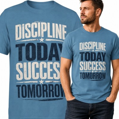 Koszulka męska z motywacyjnym napisem „Discipline Today Success Tomorrow” - dyscyplina i sukces