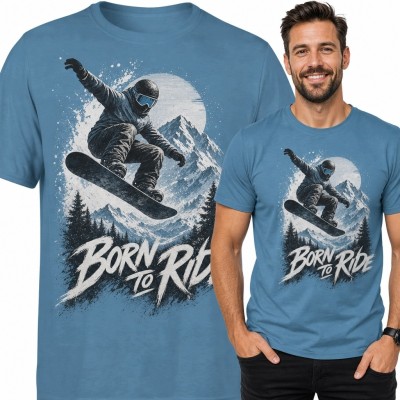 Koszulka męska ze snowboardzistą „Born to Ride” - motyw górski