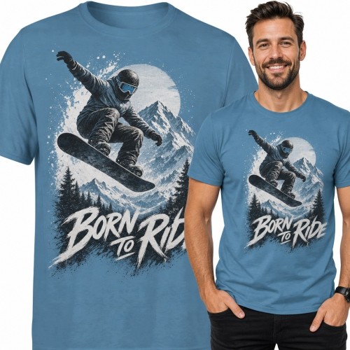 Koszulka męska ze snowboardzistą „Born to Ride” - motyw górski