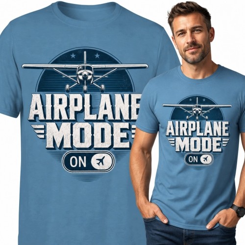 Koszulka męska z samolotem „Airplane Mode On” - lotniczy nadruk retro