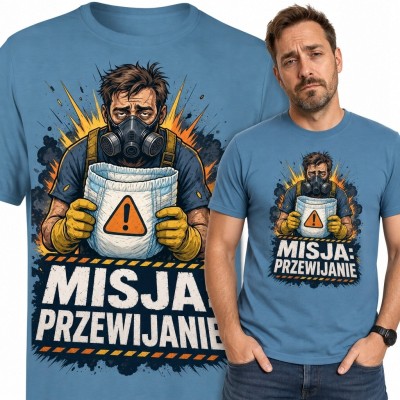 Koszulka męska dla taty „Misja: przewijanie” - humor o pieluchach