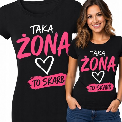 Koszulka damska dla żony „Taka żona to skarb” - z sercem