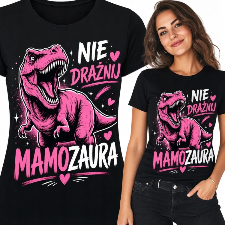 Koszulka damska dla mamy z tyranozaurem - „Nie drażnij mamozaura”