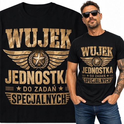 Koszulka męska „Wujek - jednostka do zadań specjalnych” - militarny emblemat vintage