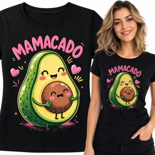 Koszulka damska „Mamacado” z mamą-awokado i pestką-dzieckiem