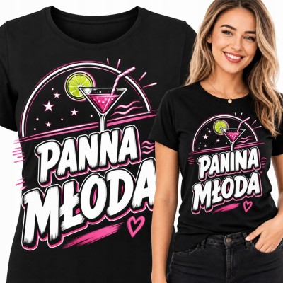 Koszulka damska „Panna młoda” na wieczór panieński - neonowy koktajl