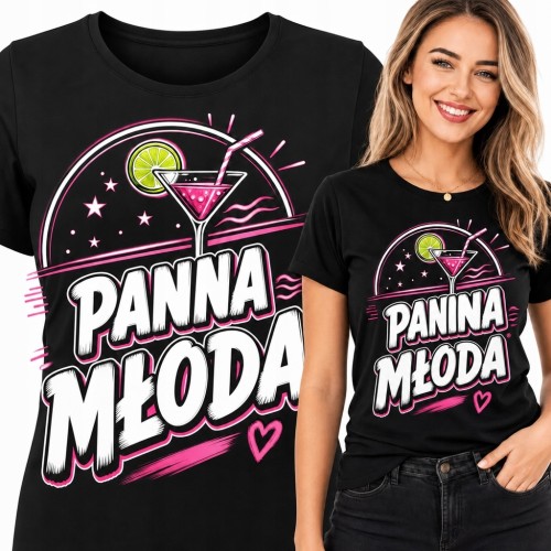 Koszulka damska „Panna młoda” na wieczór panieński - neonowy koktajl