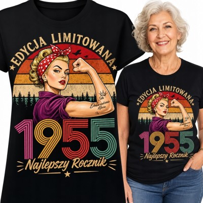 Koszulka damska na 71 urodziny z motywem retro „1955 - Najlepszy rocznik”