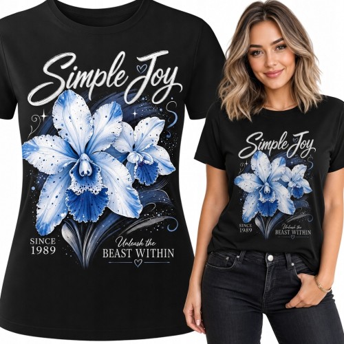Koszulka damska w orchidee „Simple Joy” - motyw wewnętrznej siły