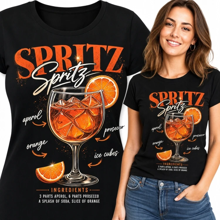 Koszulka damska z koktajlem „Spritz” - retro receptura
