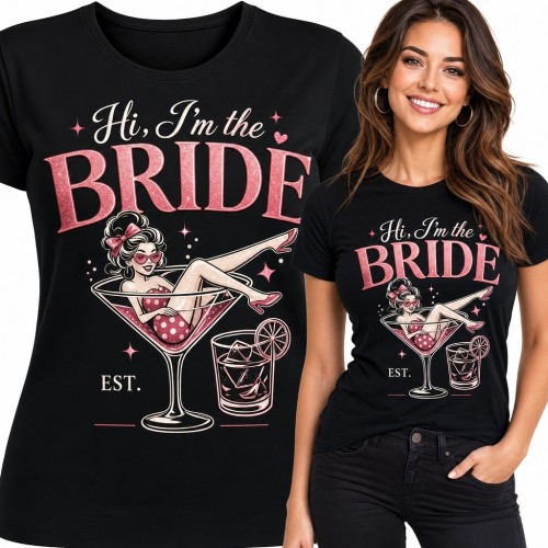 Koszulka damska na wieczór panieński „Hi, I’m the Bride” - pin-upowa panna młoda