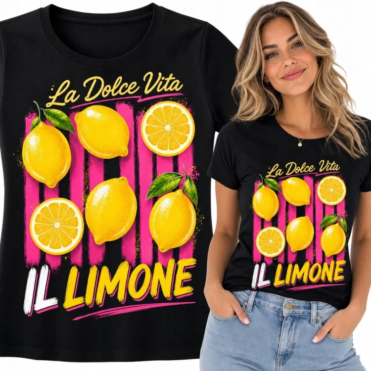 Koszulka damska z cytrynami „Il Limone” - włoski klimat retro