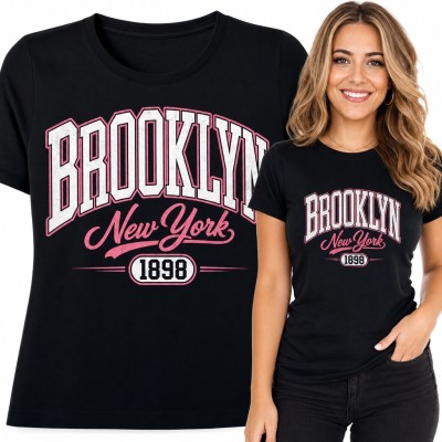 Koszulka damska „Brooklyn” - Nowy Jork w stylu retro college