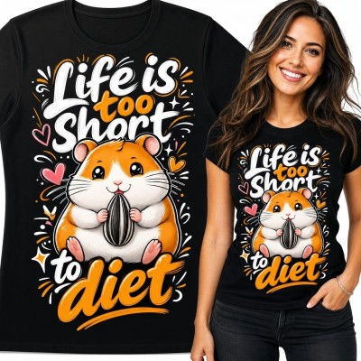 Koszulka damska z chomikiem „Life is too short to diet” - zabawny wzór