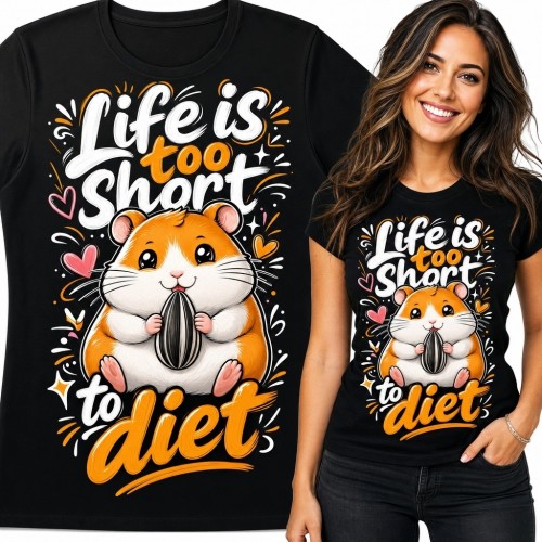 Koszulka damska z chomikiem „Life is too short to diet” - zabawny wzór