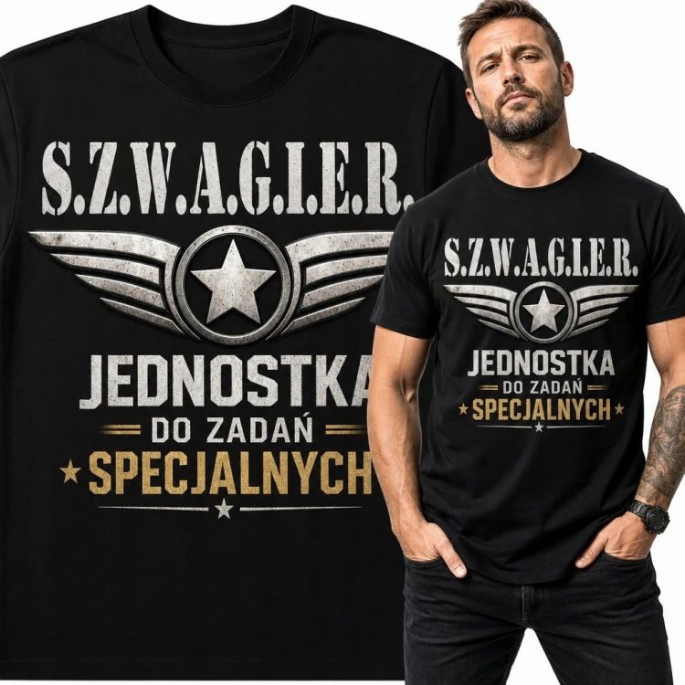 Koszulka męska dla szwagra „S.Z.W.A.G.I.E.R. - Jednostka do zadań specjalnych”