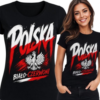 Koszulka damska patriotyczna z orłem „Polska” - „Biało-Czerwoni”