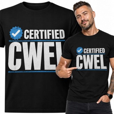 Koszulka męska z napisem „Certified Cwel” - prowokacyjny humor