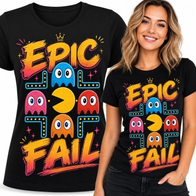 Koszulka damska gamingowa „Epic Fail” - retro gra labiryntowa