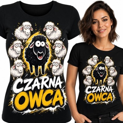 Koszulka damska „Czarna owca” - czarna owca pośród białego stada