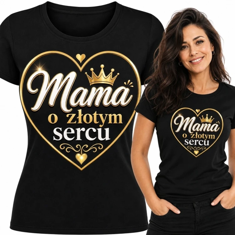 Koszulka damska dla mamy - „Mama o złotym sercu”