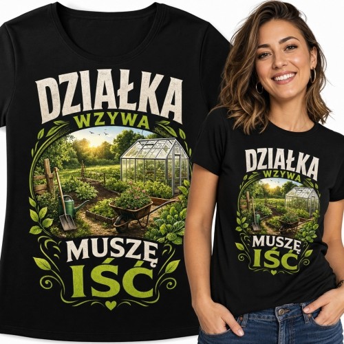 Koszulka damska dla działkowiczki „Działka wzywa, muszę iść” - ogród warzywny