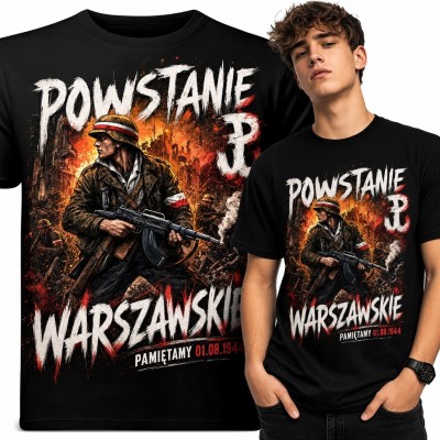 Koszulka męska patriotyczna z powstańcem „Powstanie Warszawskie” - 01.08.1944