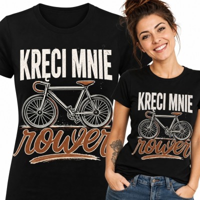 Koszulka damska dla rowerzystki „Kręci mnie rower” - retro nadruk