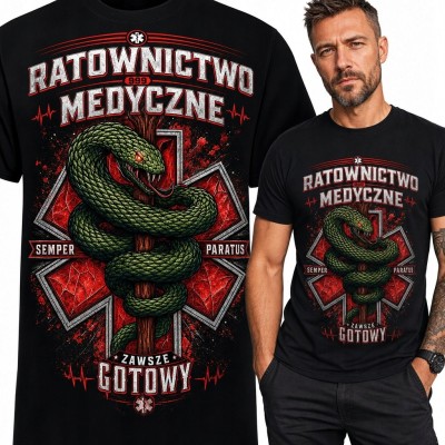 Koszulka męska dla ratownika medycznego „Ratownictwo medyczne - Zawsze gotowy”