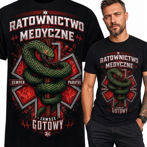Koszulka męska dla ratownika medycznego „Ratownictwo medyczne - Zawsze gotowy”