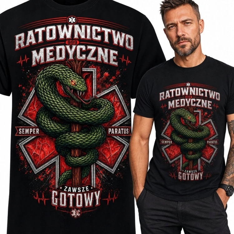 Koszulka męska dla ratownika medycznego „Ratownictwo medyczne - Zawsze gotowy”