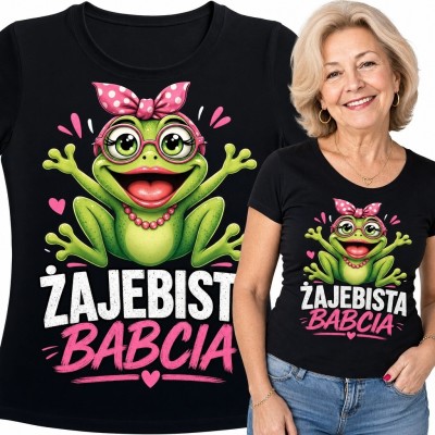 Koszulka damska dla babci z żabą „Żajebista babcia” - śmieszny nadruk