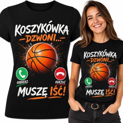 Koszulka damska dla koszykarki „Koszykówka dzwoni... muszę iść!” - sportowy nadruk